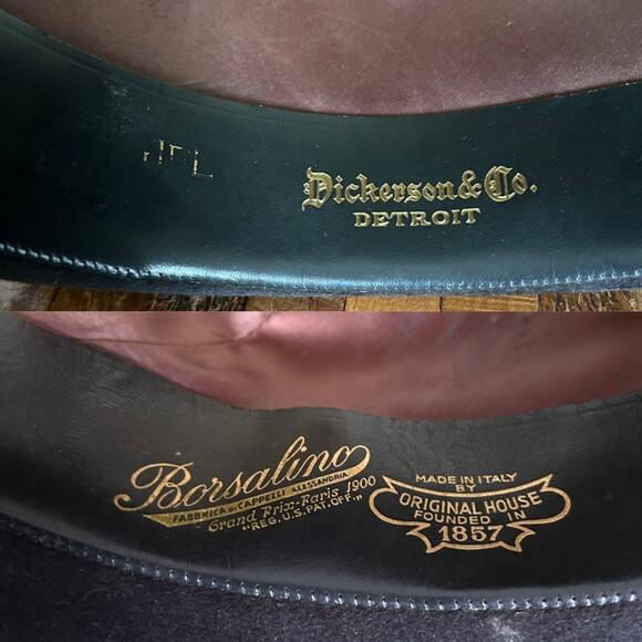Vintage Borsalino Augusta Gray Felt Fedora – Dickenson & Co.  Size 7¼ - Picture 5 of 8